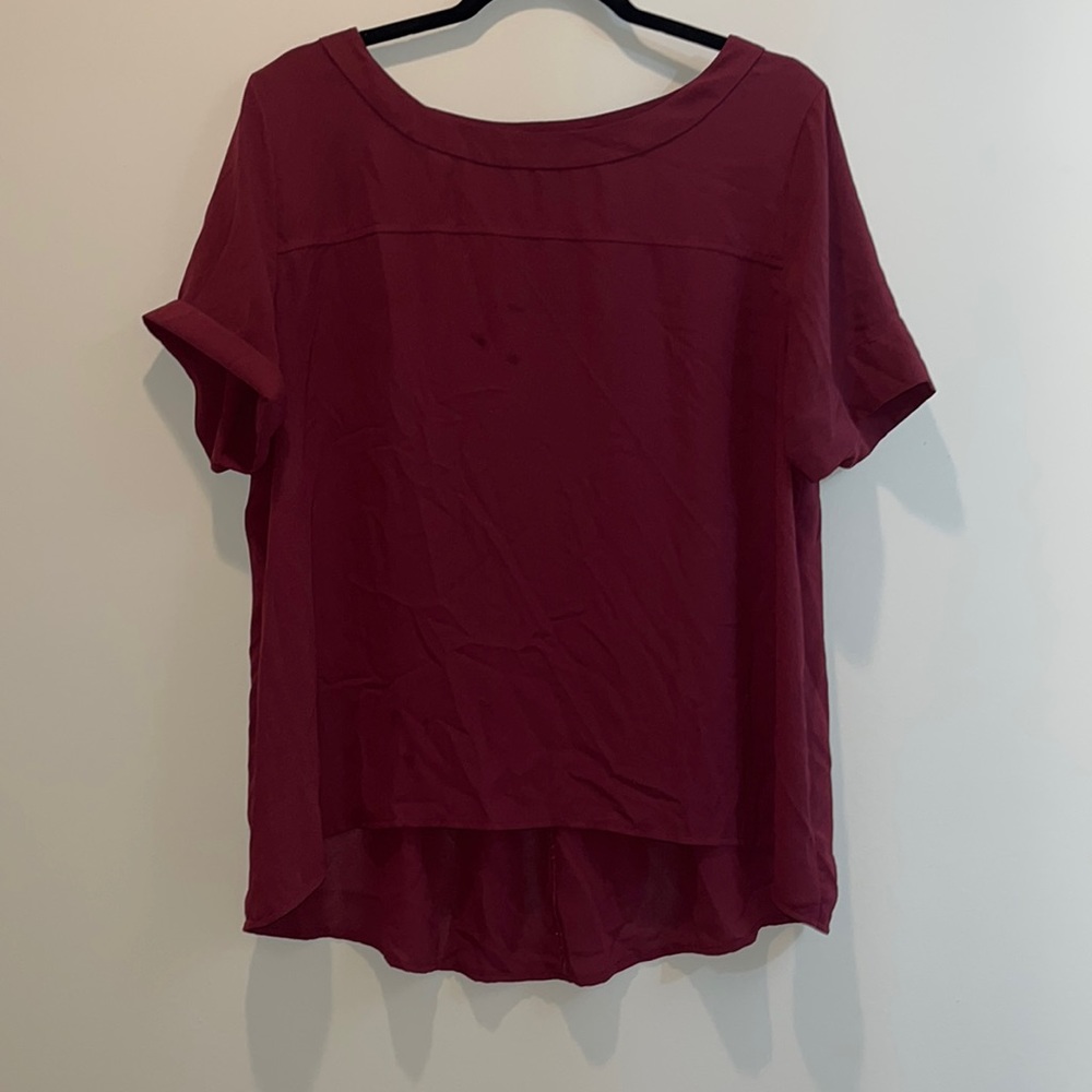 LOFT MAROON SHEAR TOP